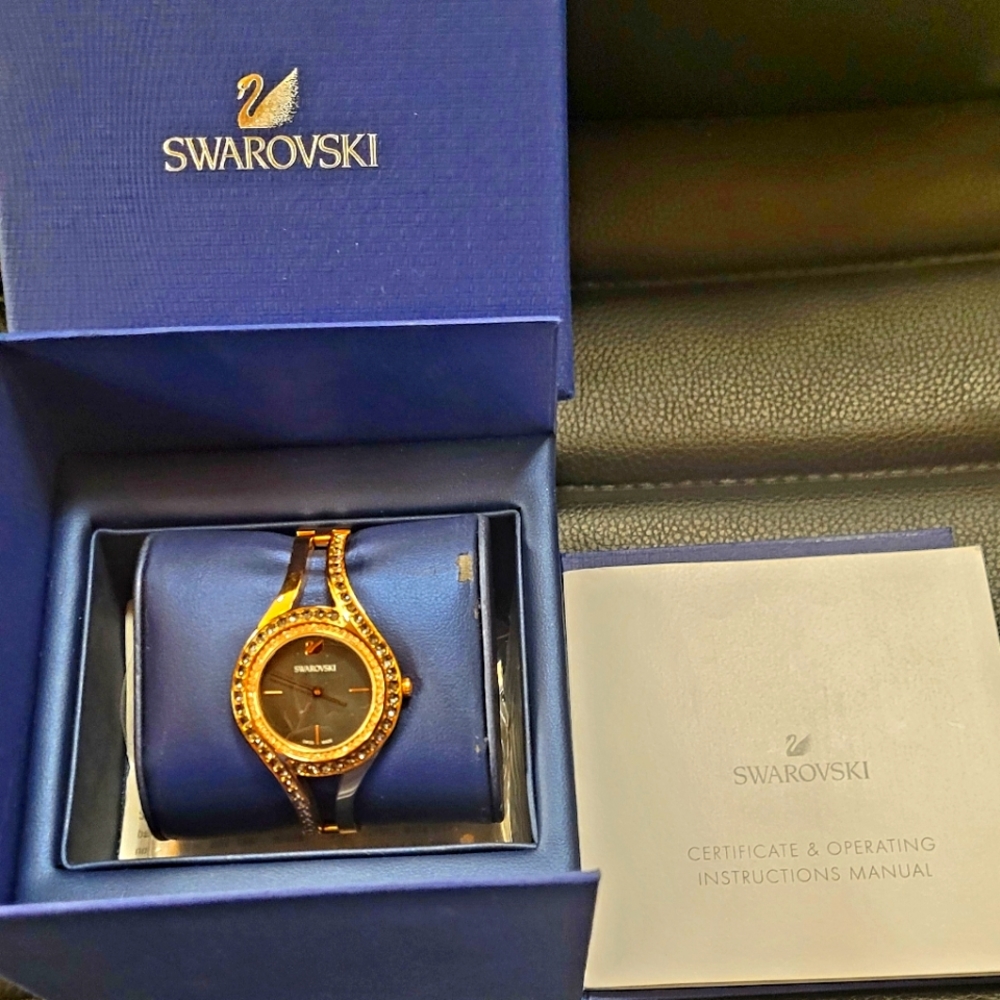 Swarovski Black Crystal Ladies Watch